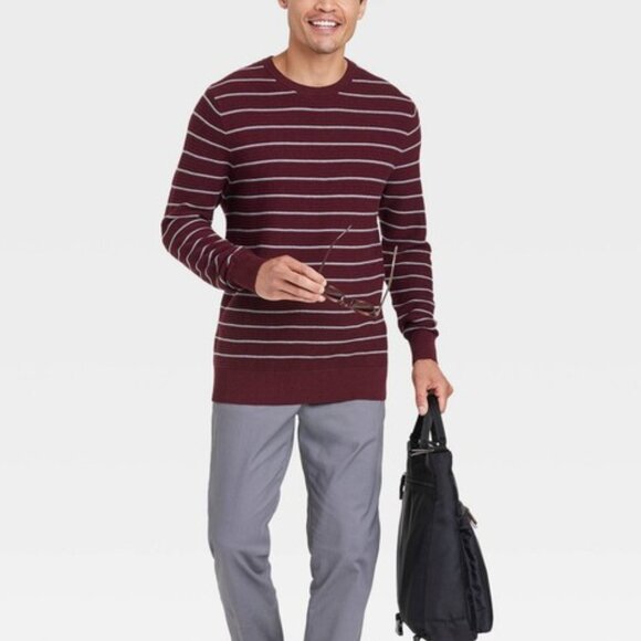 Goodfellow Men’s Striped Crewneck Pullover Sweater | Size L | NWT | 100% Cotton - Picture 2 of 3